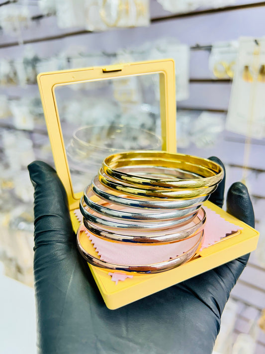 Pulseras Bangles Tres Tonos cuadradas