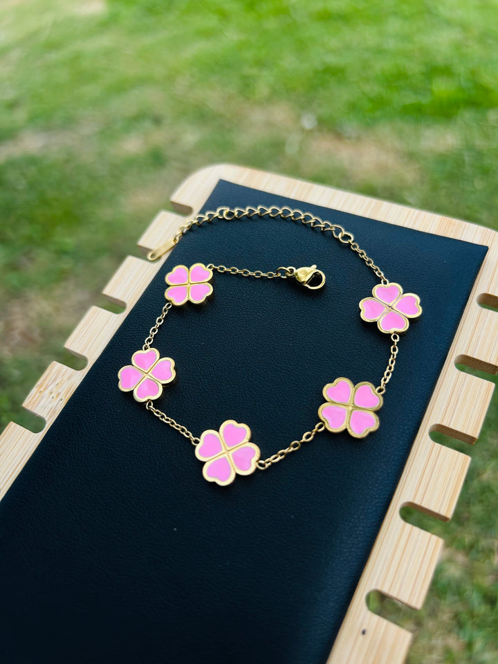 Pulsera de Corazones Rosa