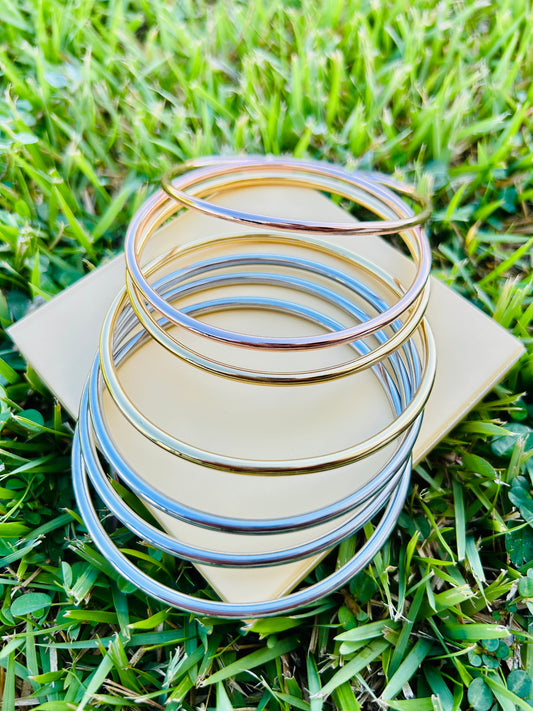 Pulseras Bangles Tres Tonos redondas