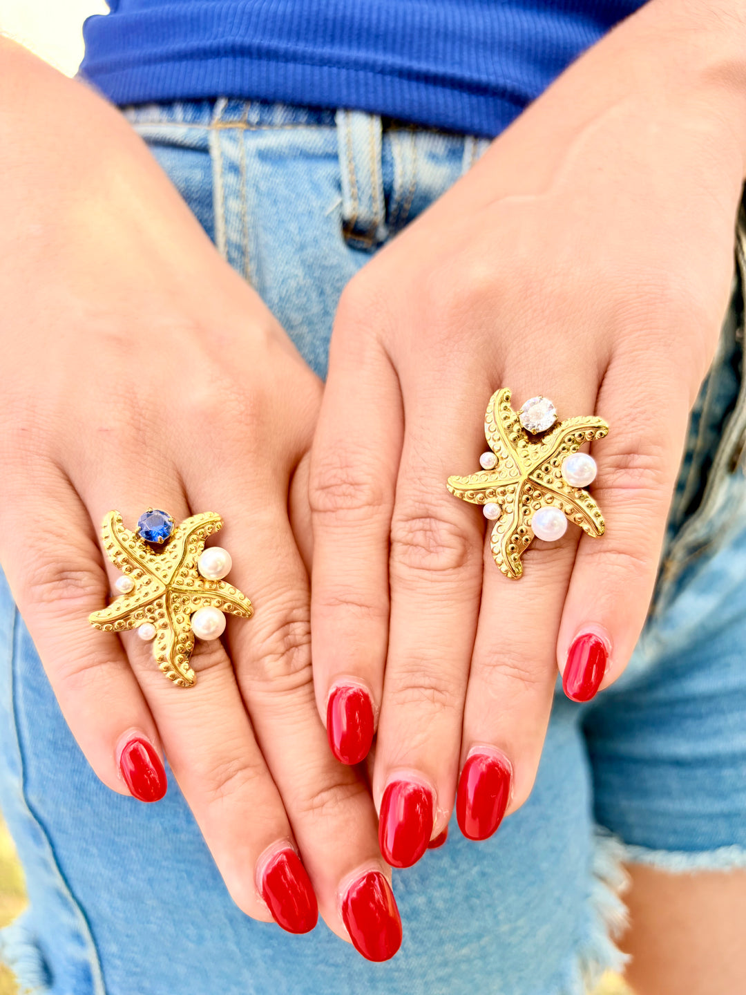 Sortija de Estrella con Perlas 1