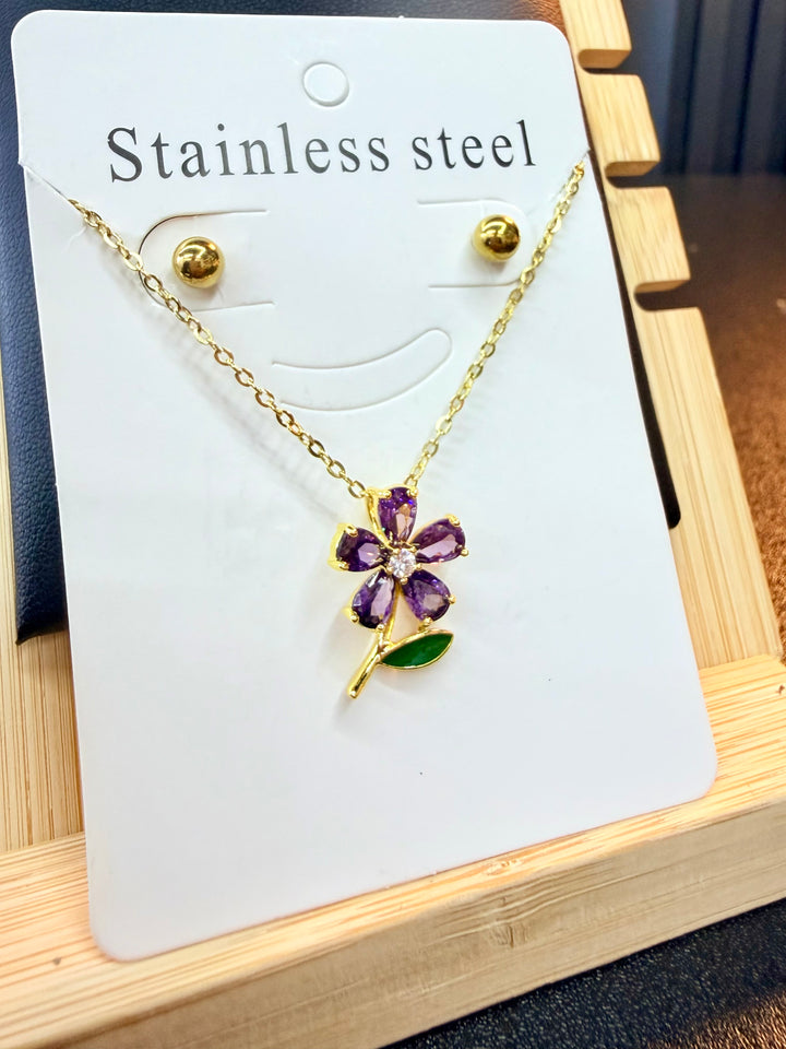Set de Flor en piedras Violeta