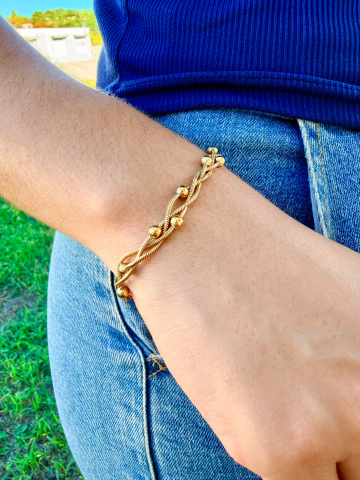 Pulsera de bolitas oro