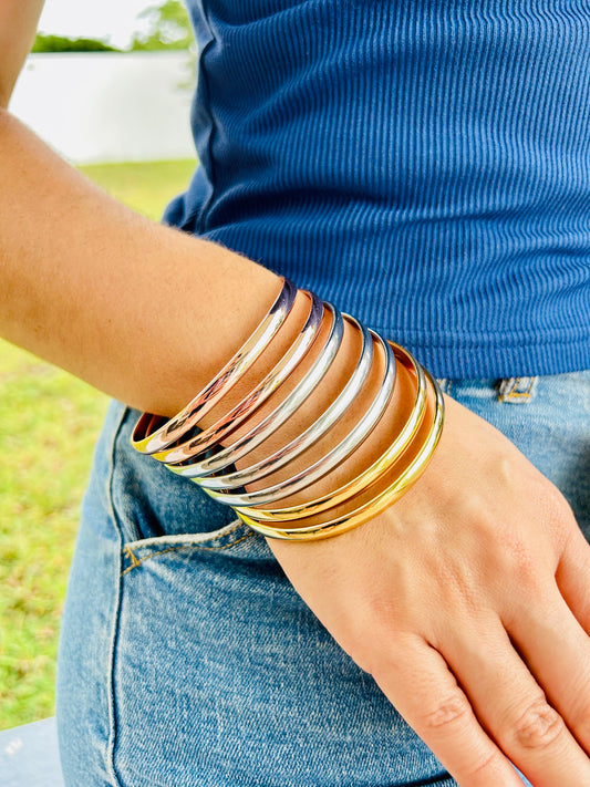 Pulseras Bangles Tres Tonos cuadradas