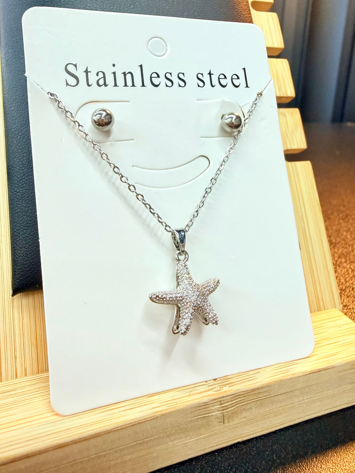 Collar de Estrella de Mar Plata Brilloso